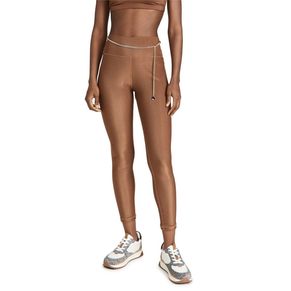Weworewhat Chain High Rise Leggings Size Small Brown Athleisure Retail $98